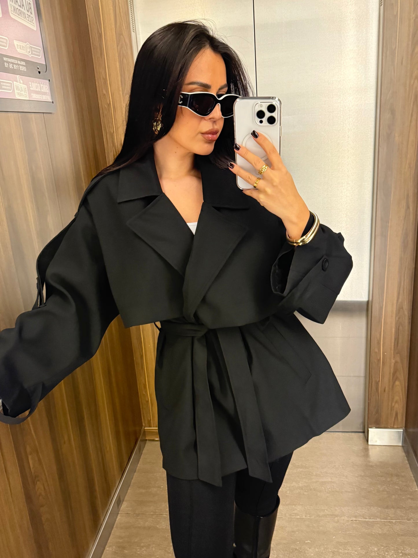 Aslı Premium Trençkot –Siyah