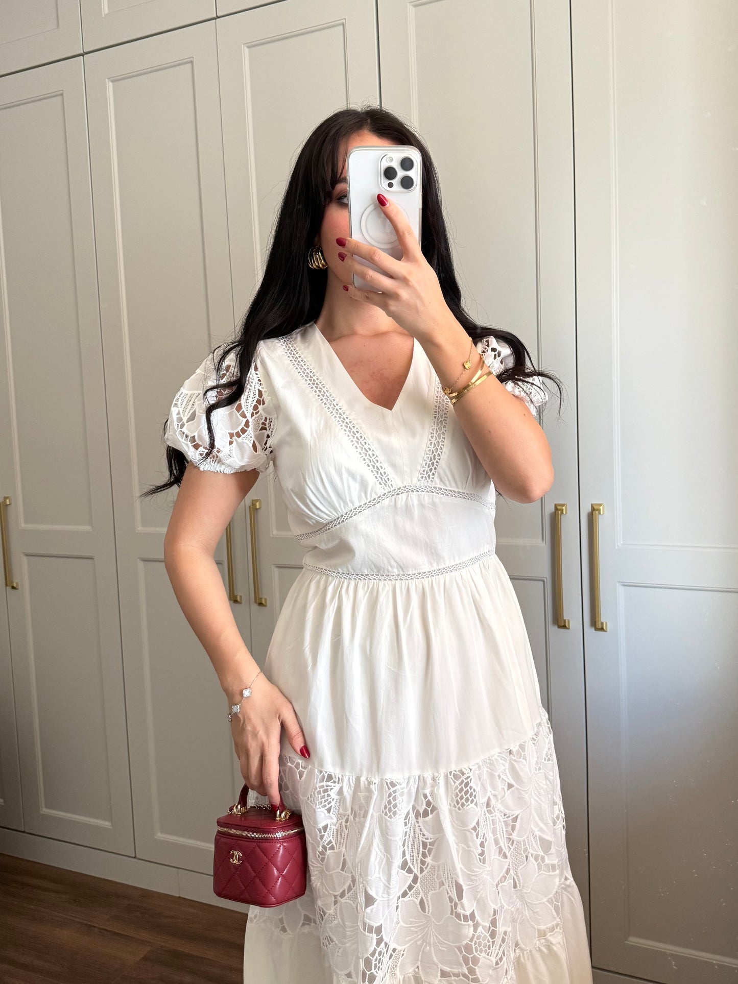 Hazel Bahar Elbisesi - beyaz