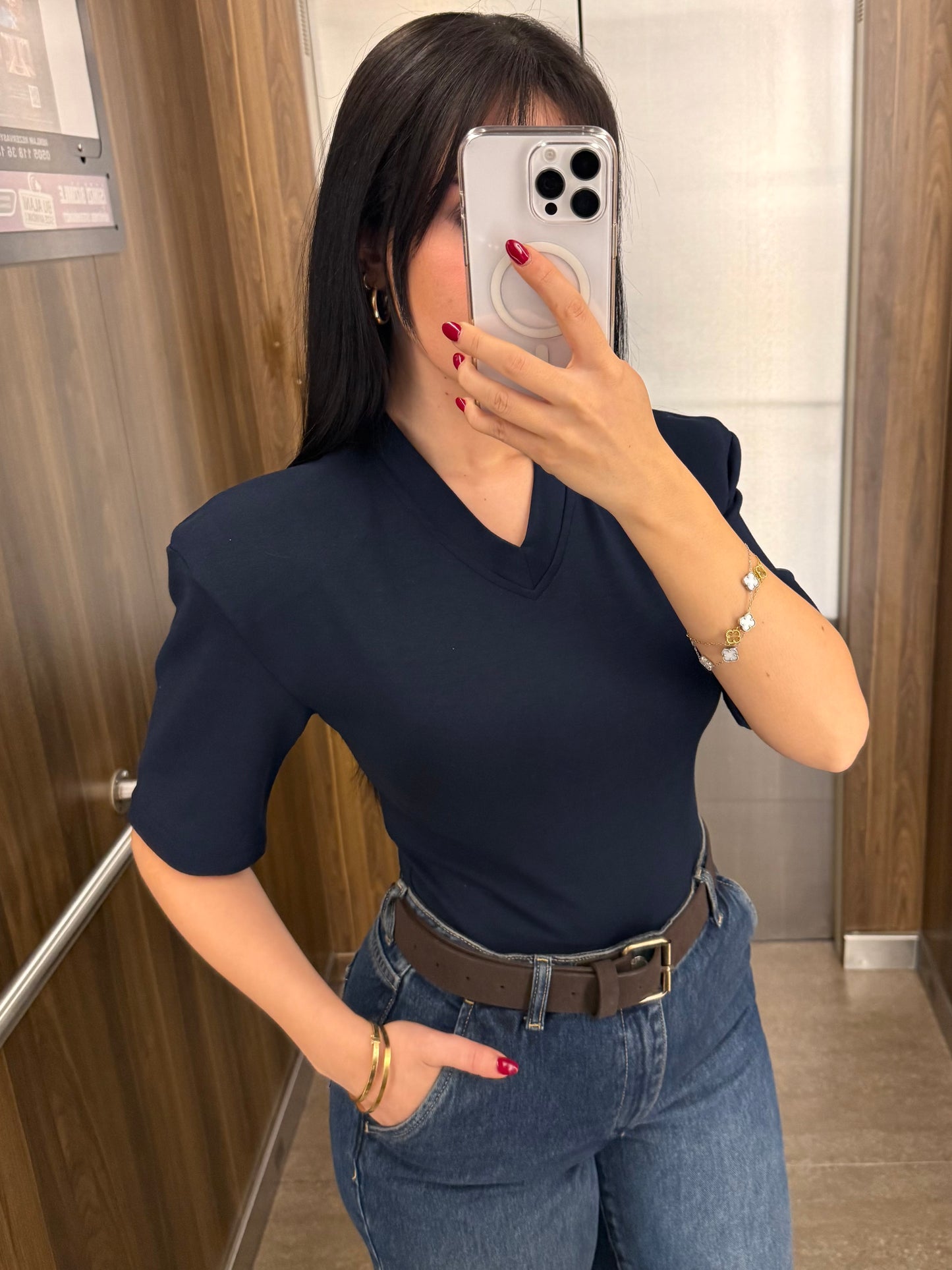 Vatkalı Bodysuit-Lacivert