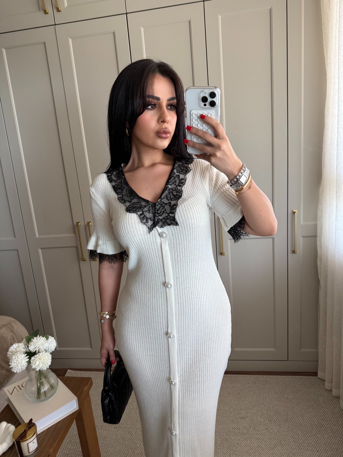 Beren Dantel Elbise-Ekru