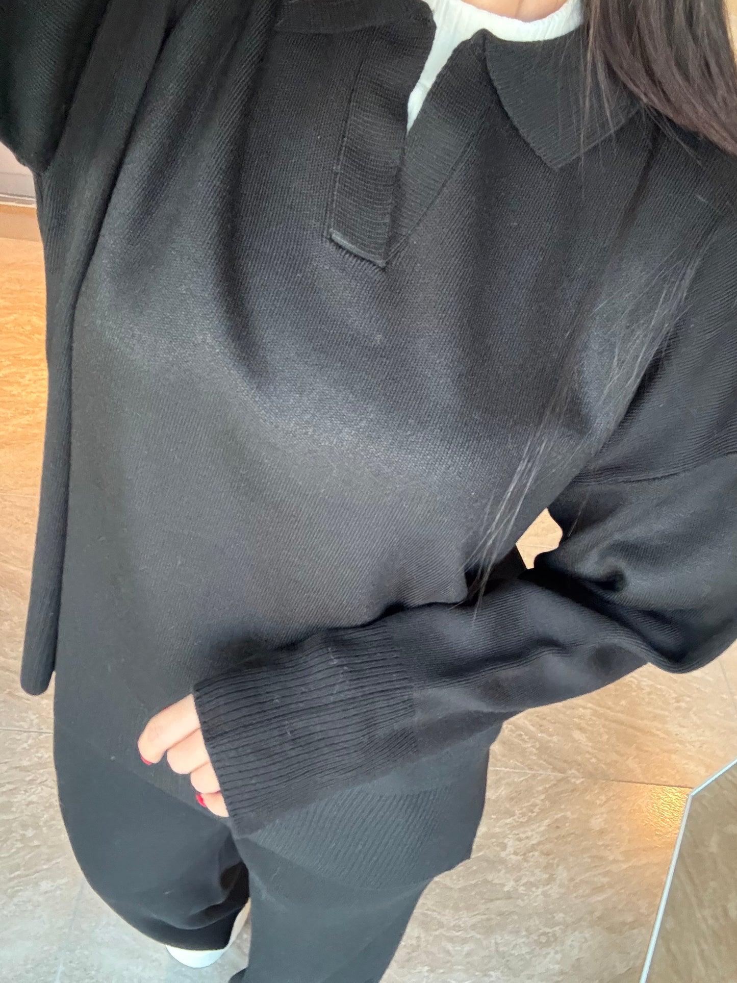 Buse Siyah Basic Triko Takım