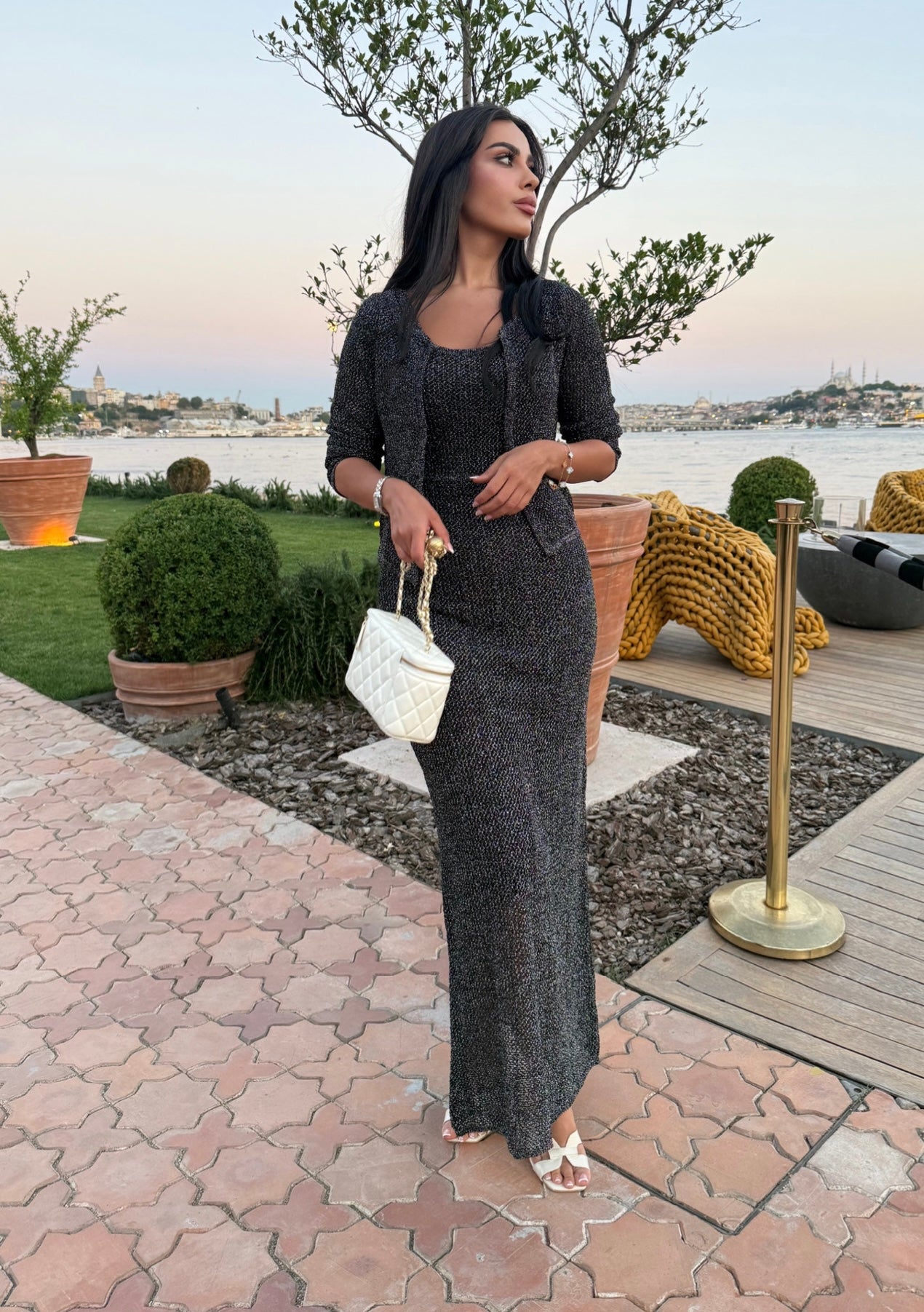 Angelina Hırka ve Elbise Takımı – Tam Astarlı-Siyah