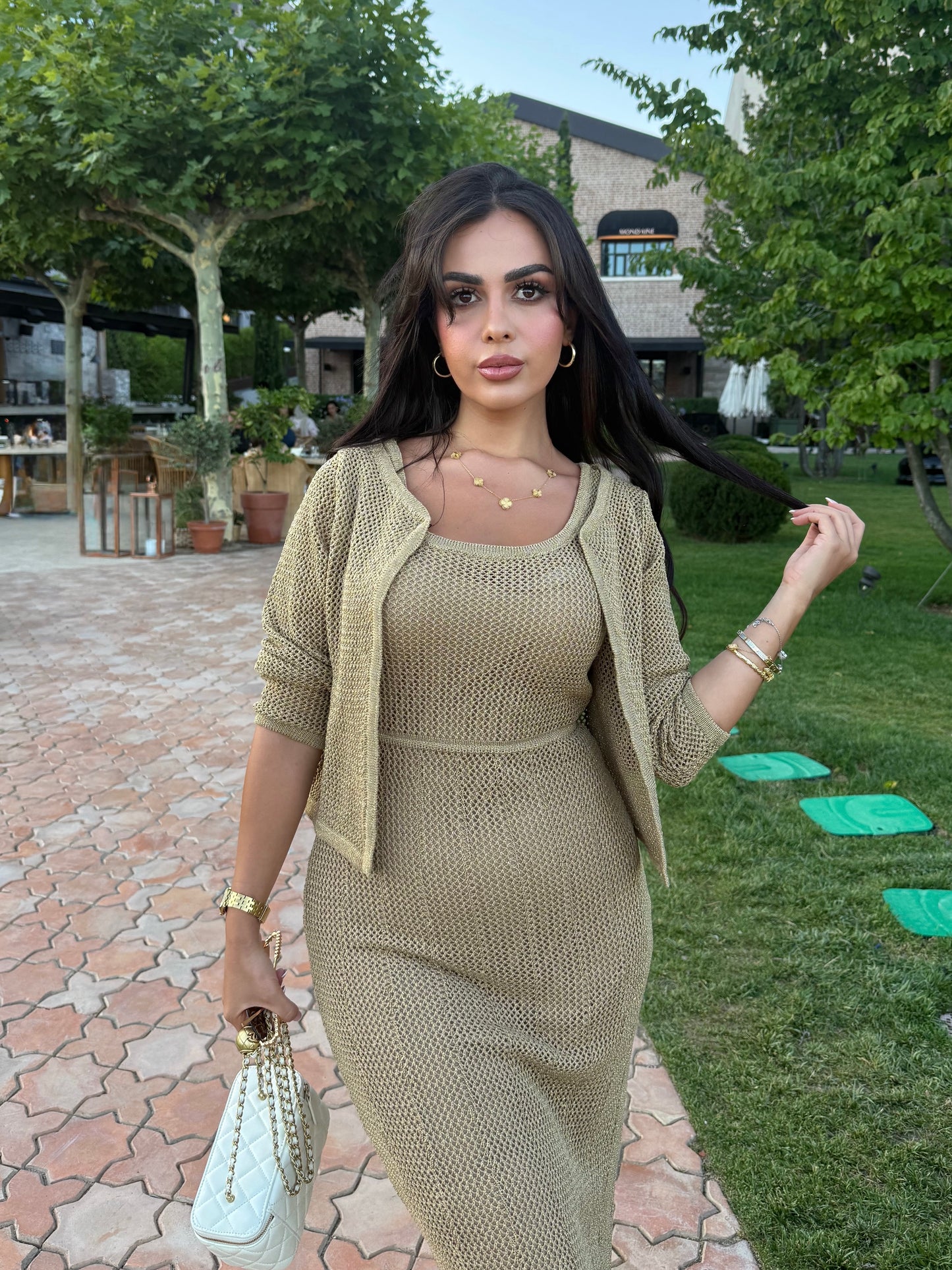 Angelina Hırka ve Elbise Takımı – Tam Astarlı-Nude