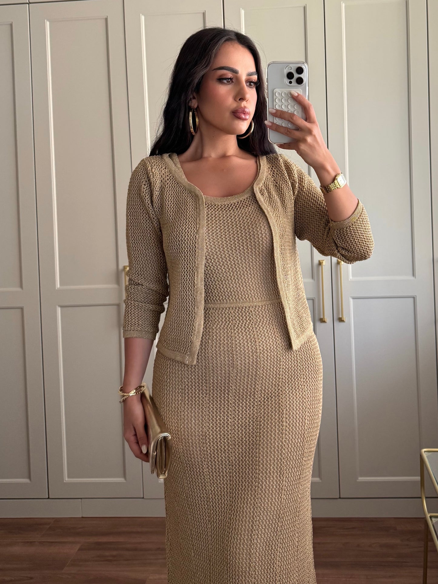 Angelina Hırka ve Elbise Takımı – Tam Astarlı-Nude