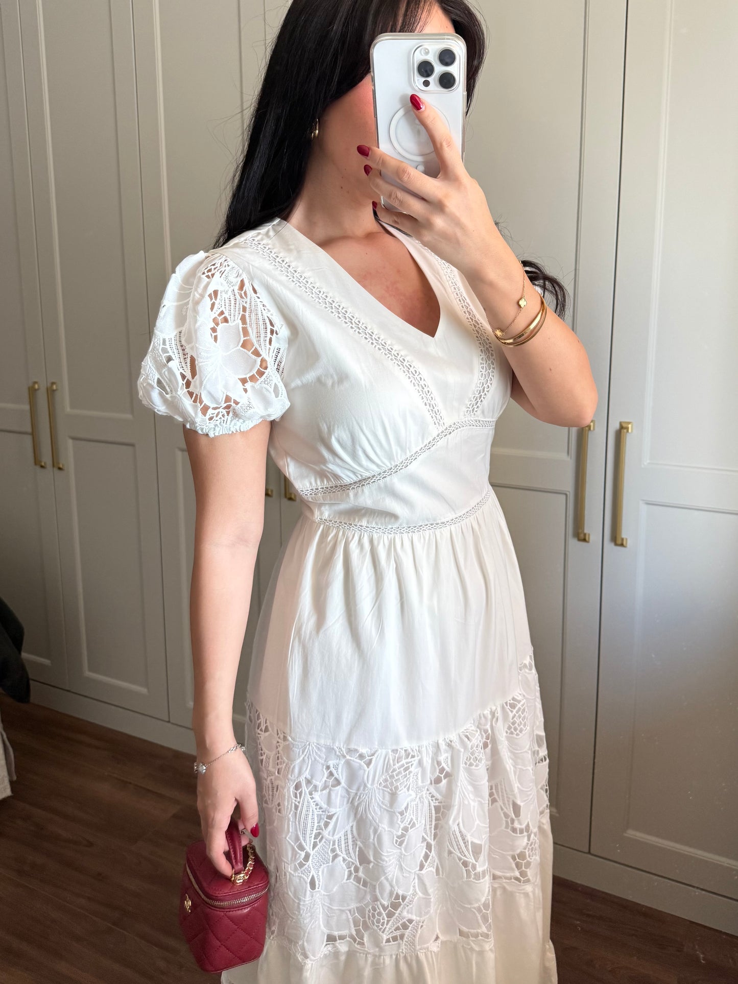 Hazel Bahar Elbisesi - beyaz