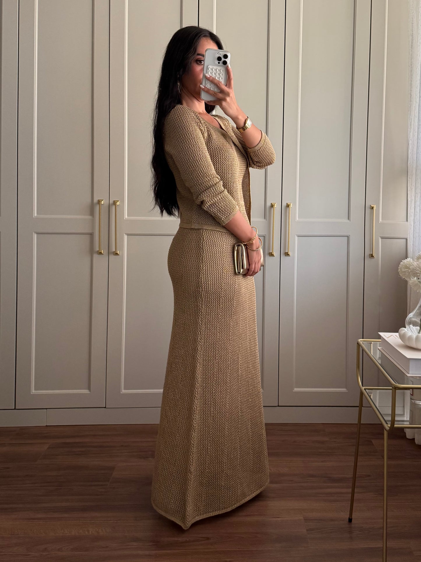 Angelina Hırka ve Elbise Takımı – Tam Astarlı-Nude