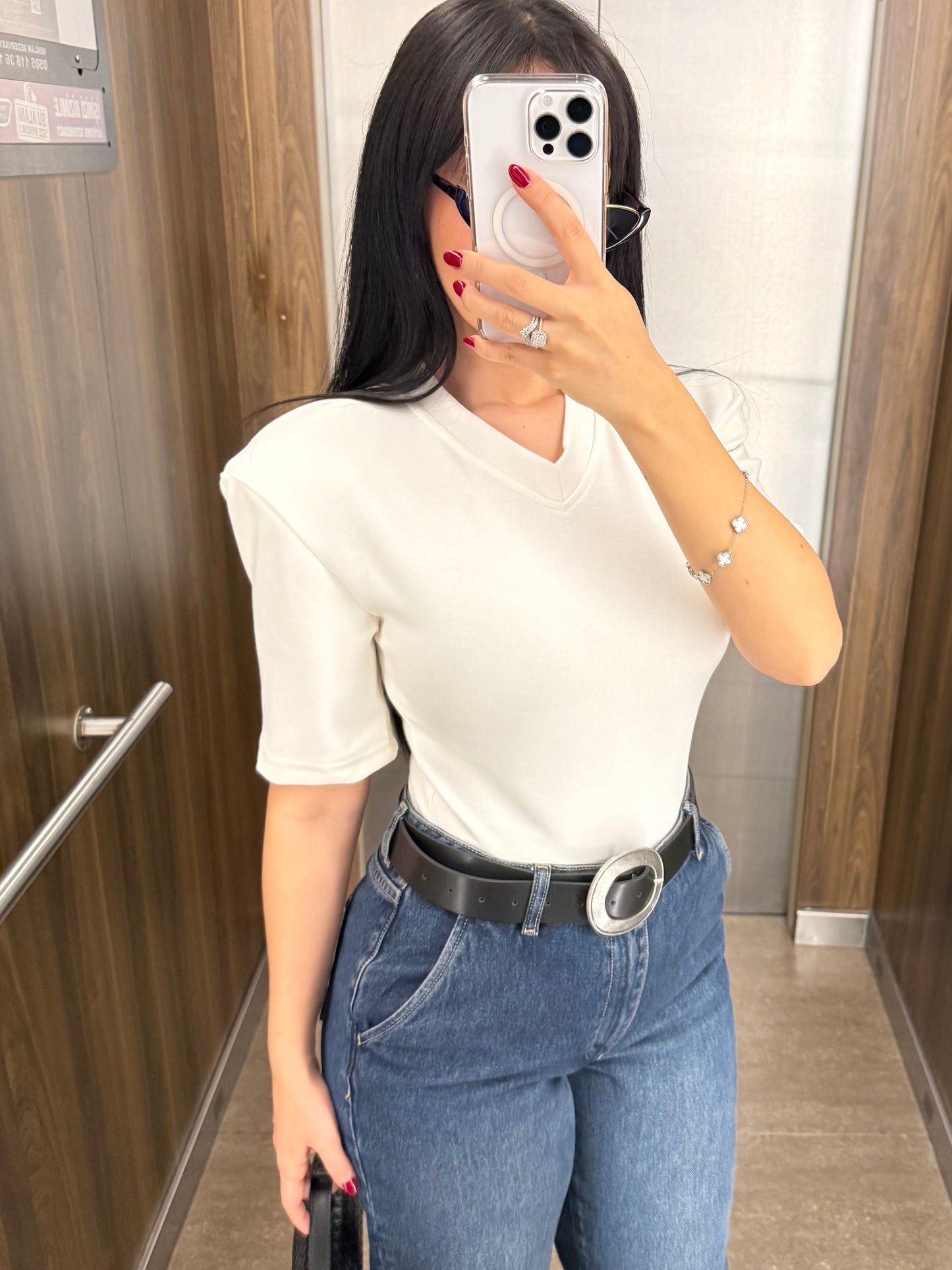 Vatkalı Bodysuit-Beyaz