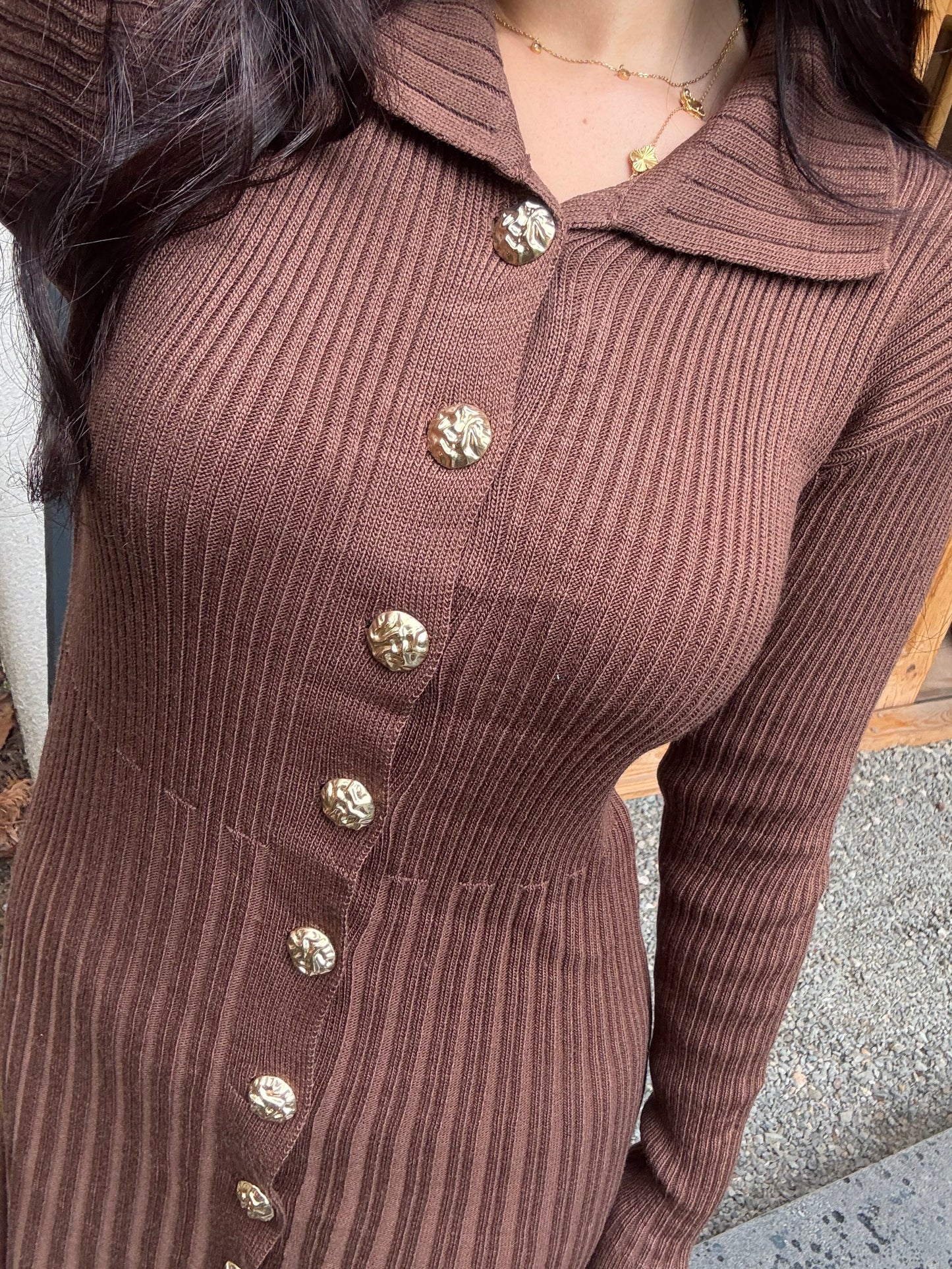 Diana Kahverengi Triko Elbise