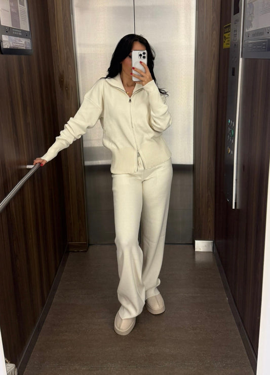 Amara Ekru fermuarlı Triko Takım