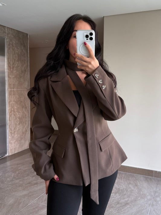 Ayla Kahverengi Premium Blazer