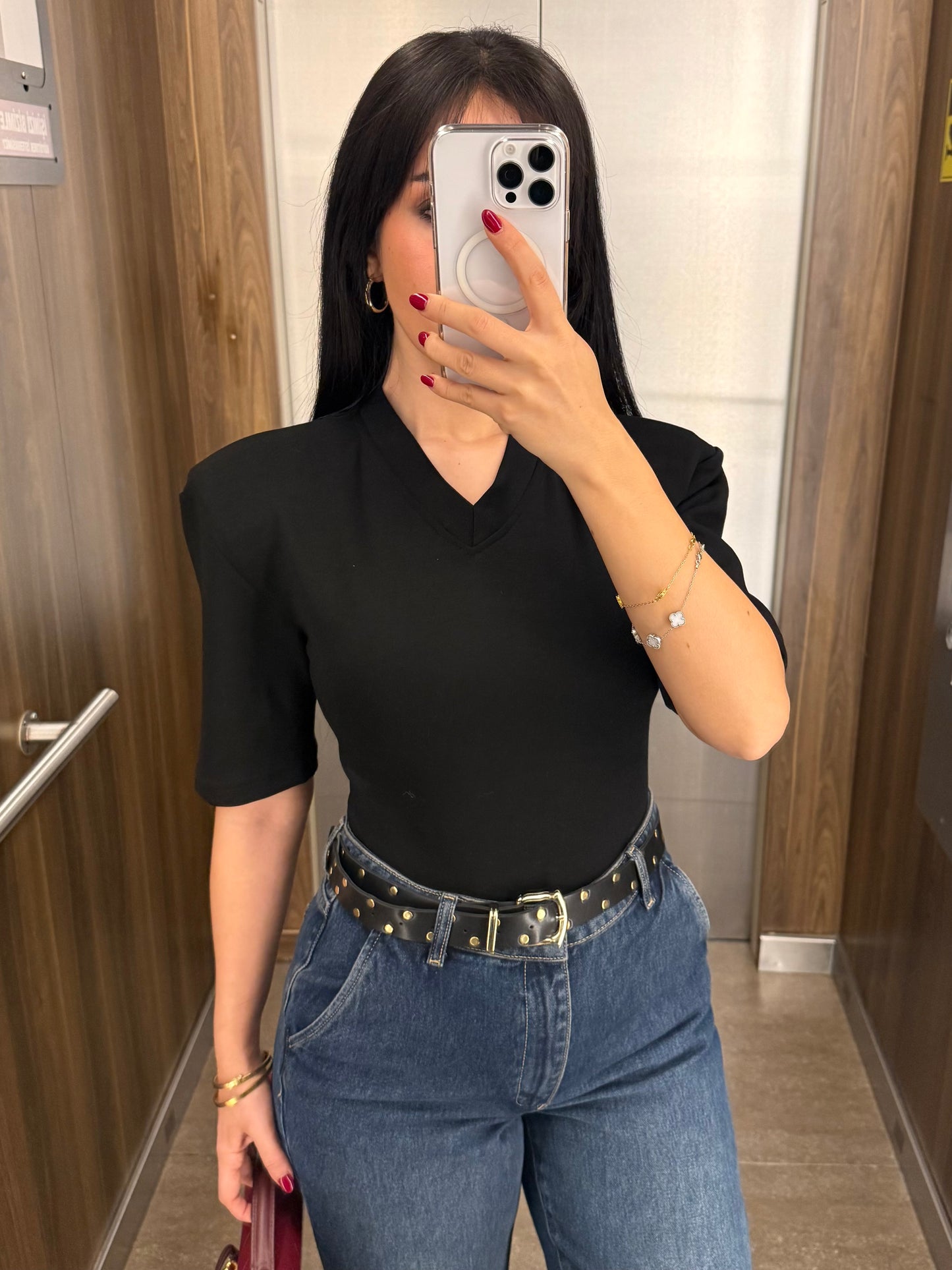 Vatkalı Bodysuit-Siyah