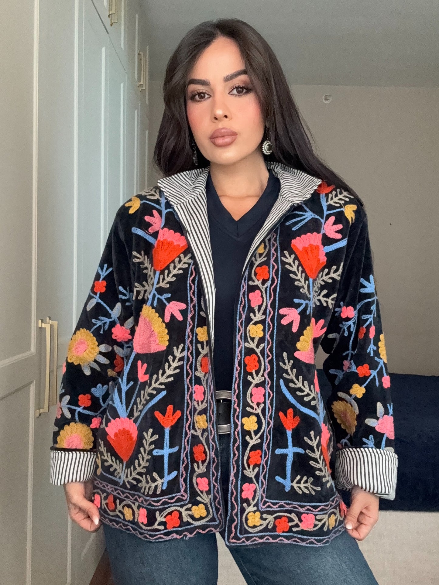 Atina Kadife Premium Ceket -Lacivert