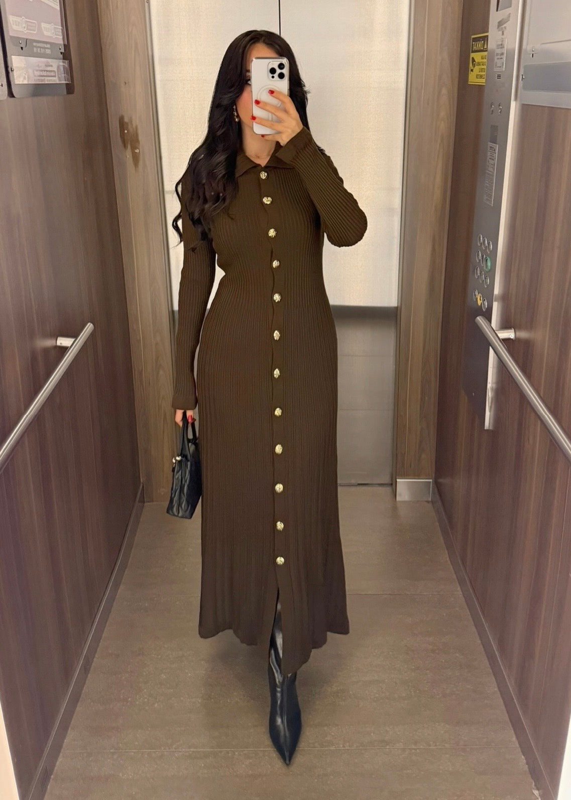 Bera Kahverengi Triko Elbise