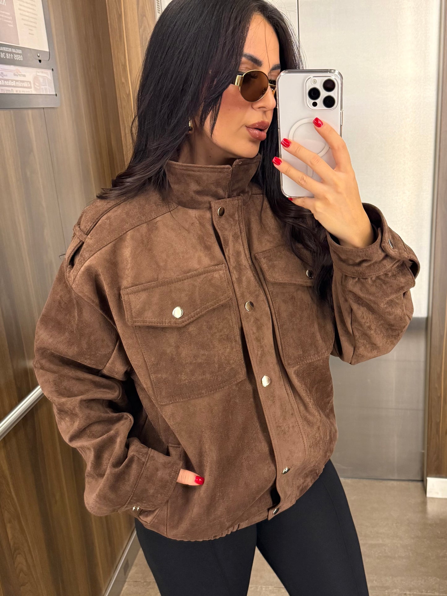 Alice Süet Kahverengi Bomber Ceket