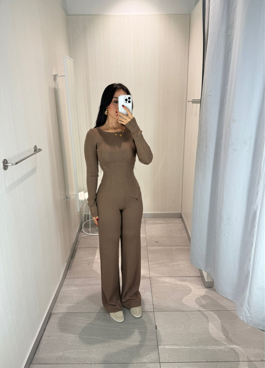 Amina Açık kahverengi Triko Takım