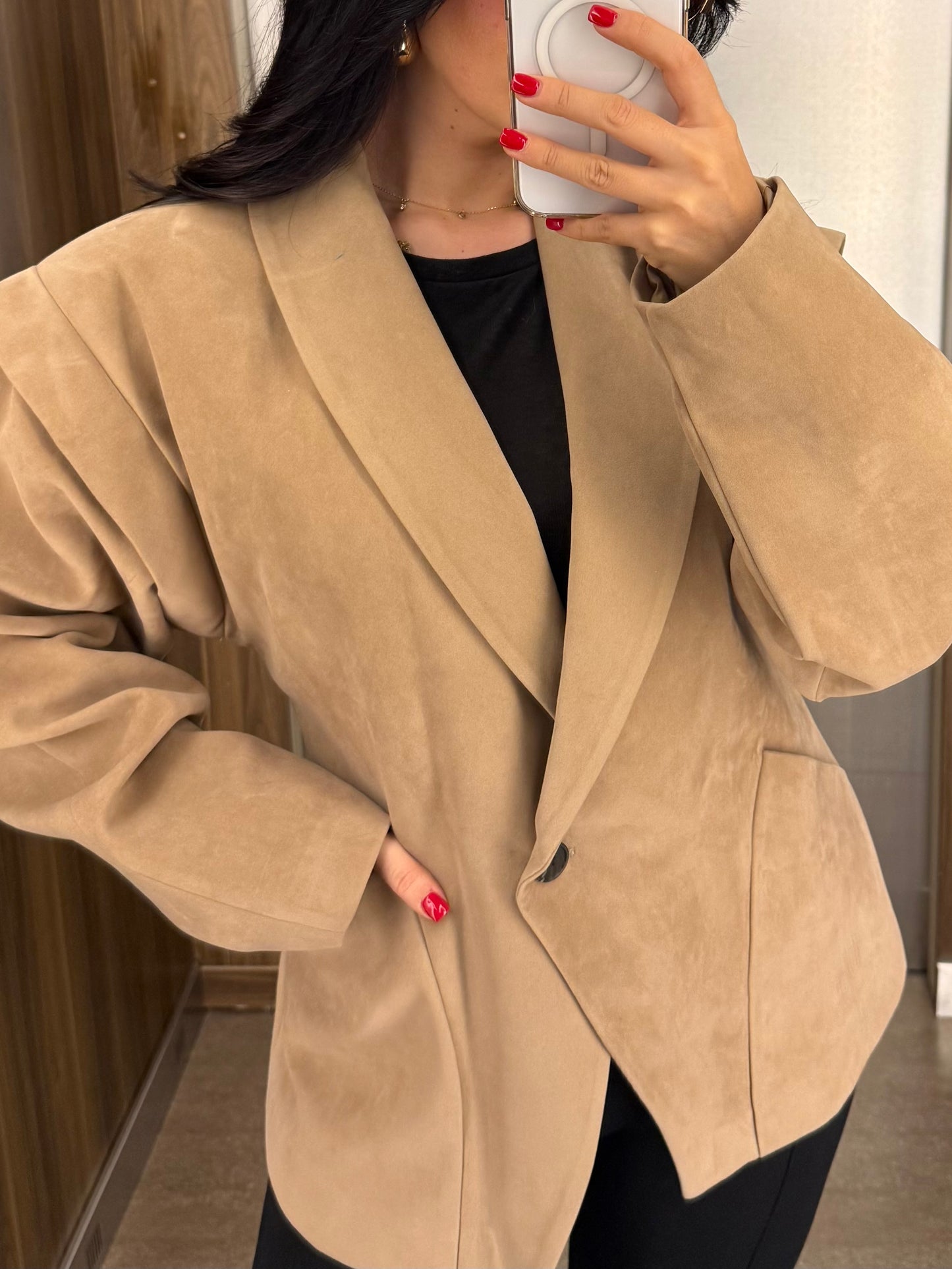 Alyana Süet Moka Bomber Ceket