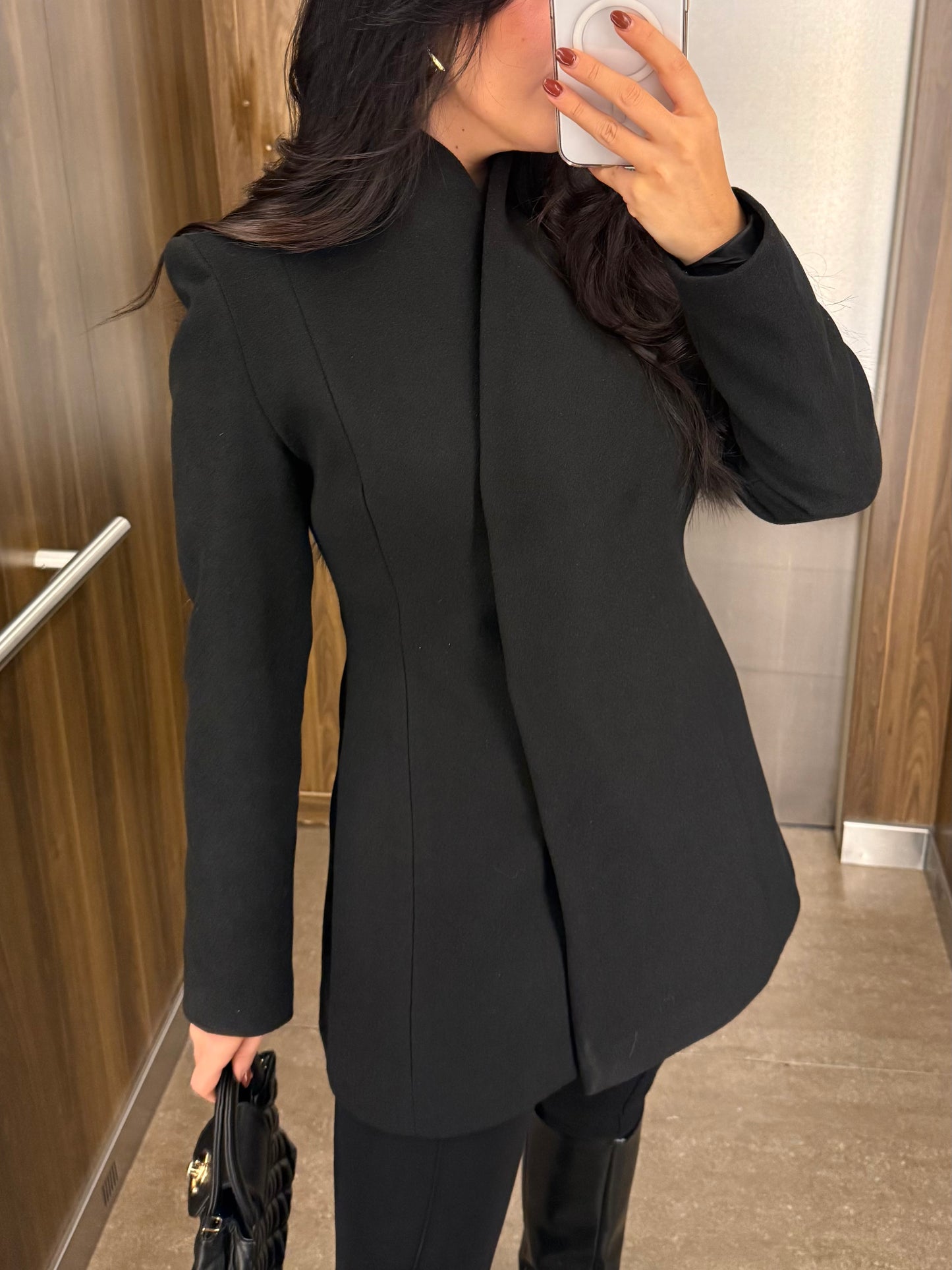 Cannes Siyah Kaşe Kaban