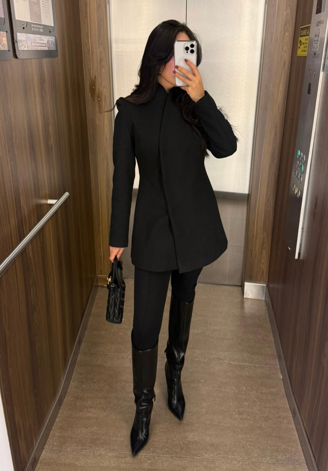 Cannes Siyah Kaşe Kaban