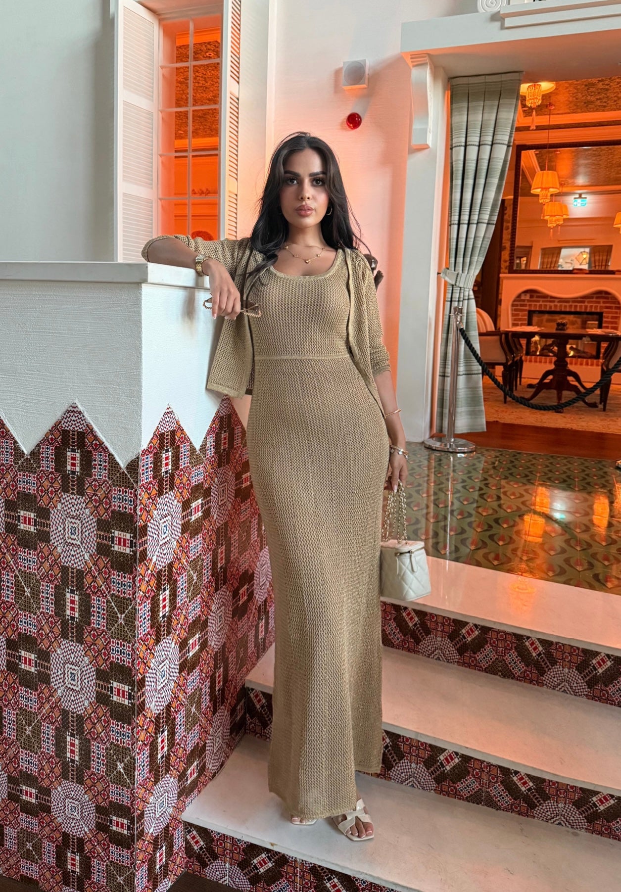 Angelina Hırka ve Elbise Takımı – Tam Astarlı-Nude