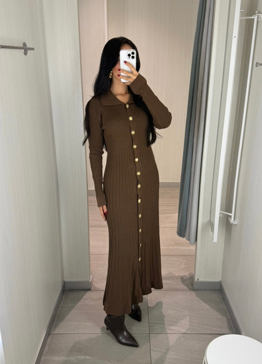 Diana Kahverengi Triko Elbise