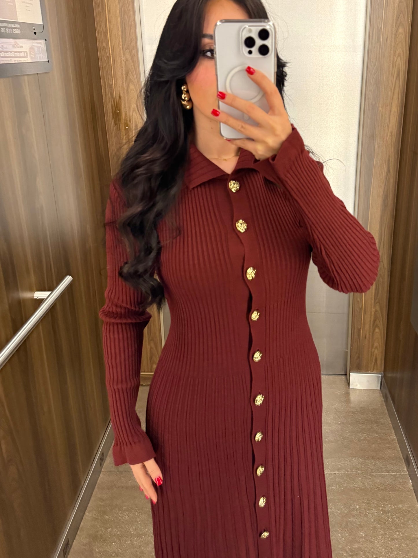 Bera Bordo Triko Elbise