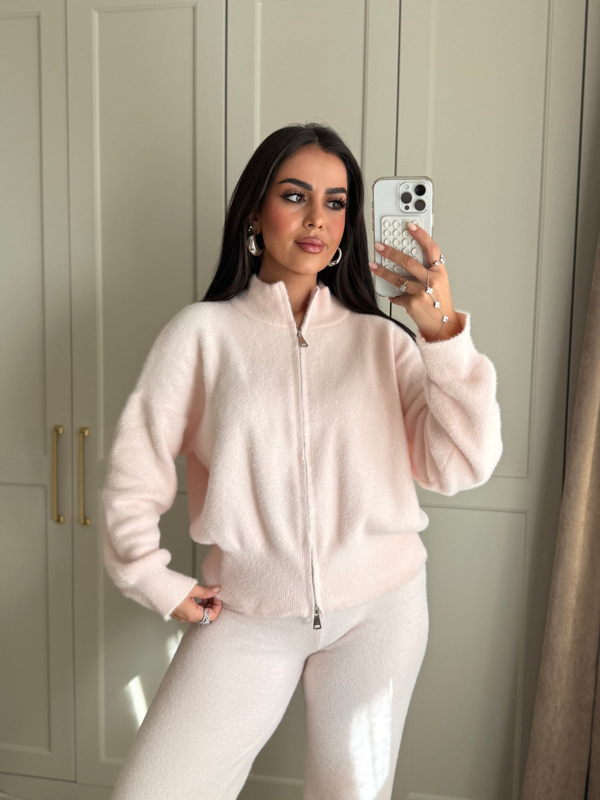 Anstasia Yumoş Çift Fermuarlı Takım-Pink