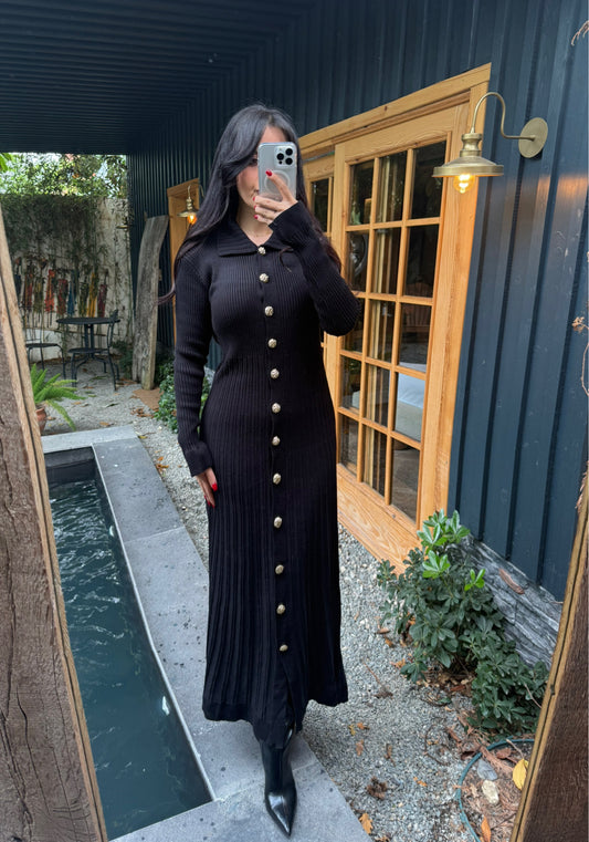 Diana Siyah Triko Elbise