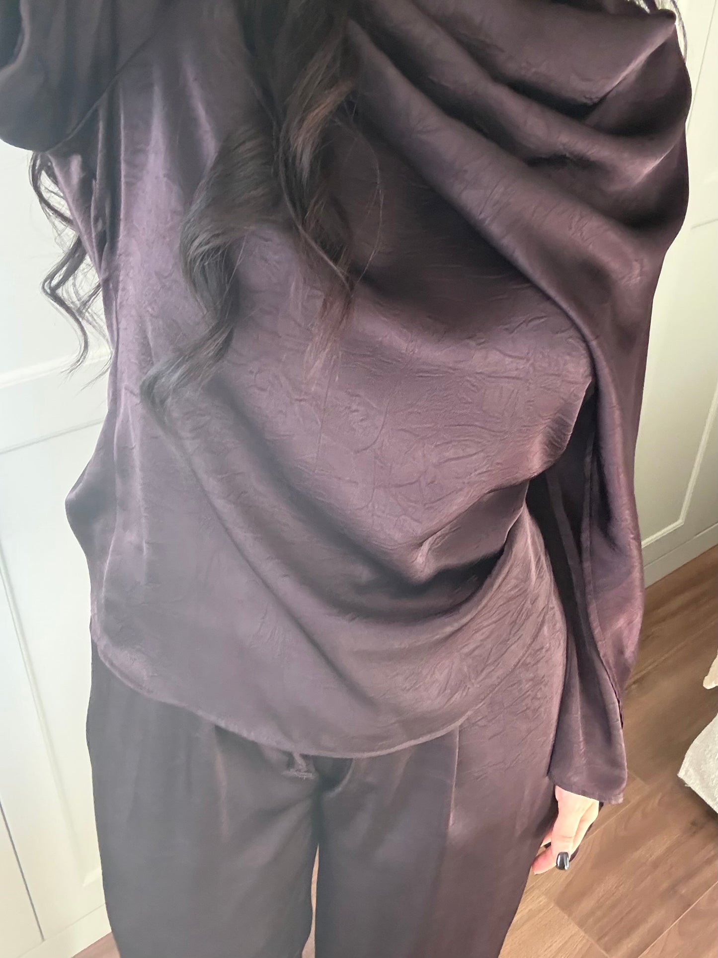 Dubai Saten Şal Takım -Mor