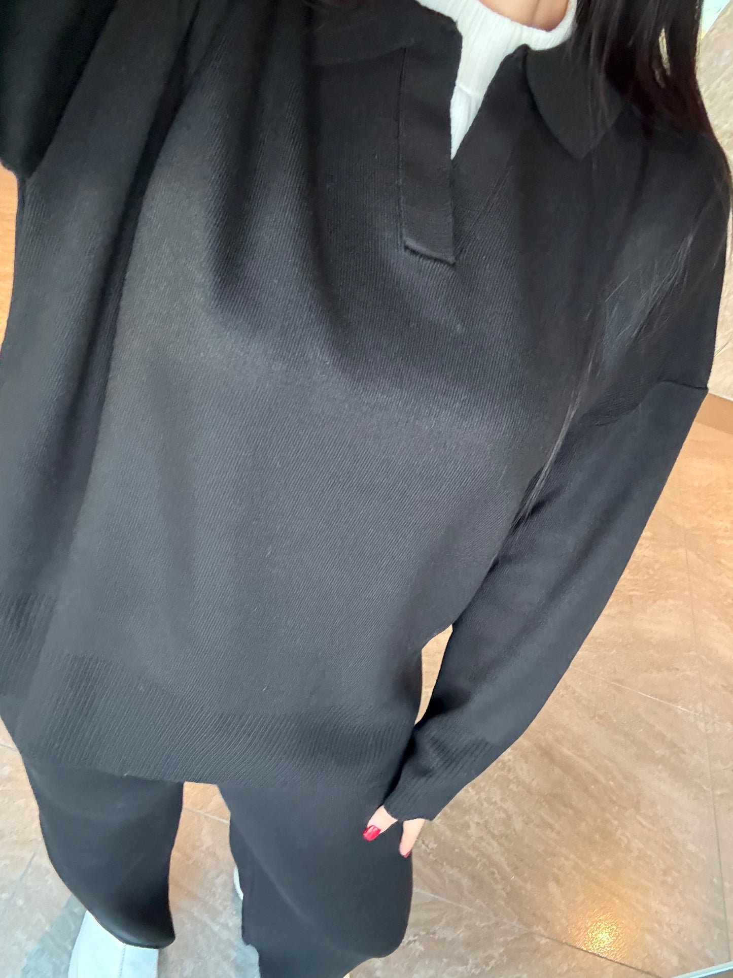 Buse Siyah Basic Triko Takım