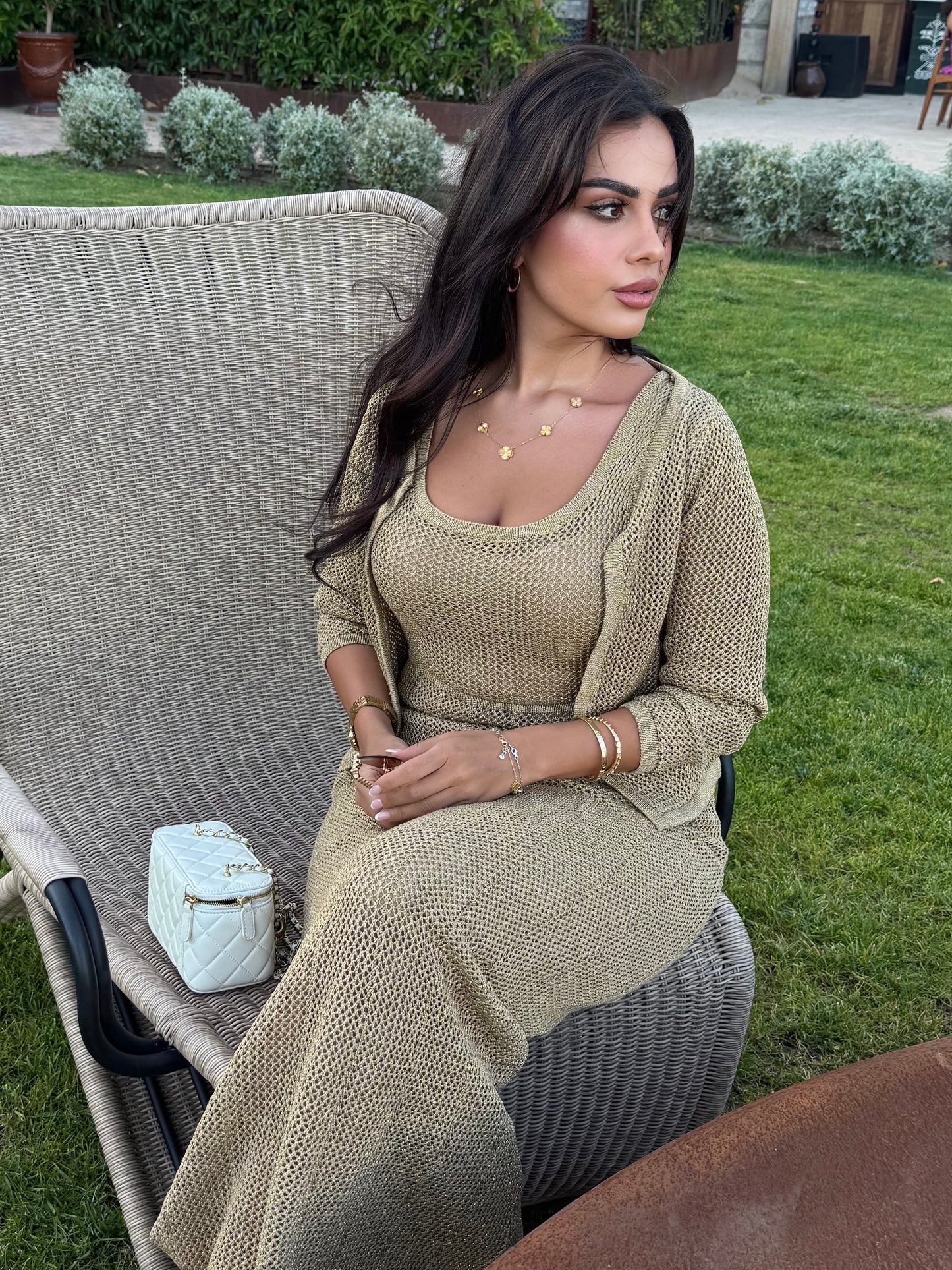 Angelina Hırka ve Elbise Takımı – Tam Astarlı-Nude