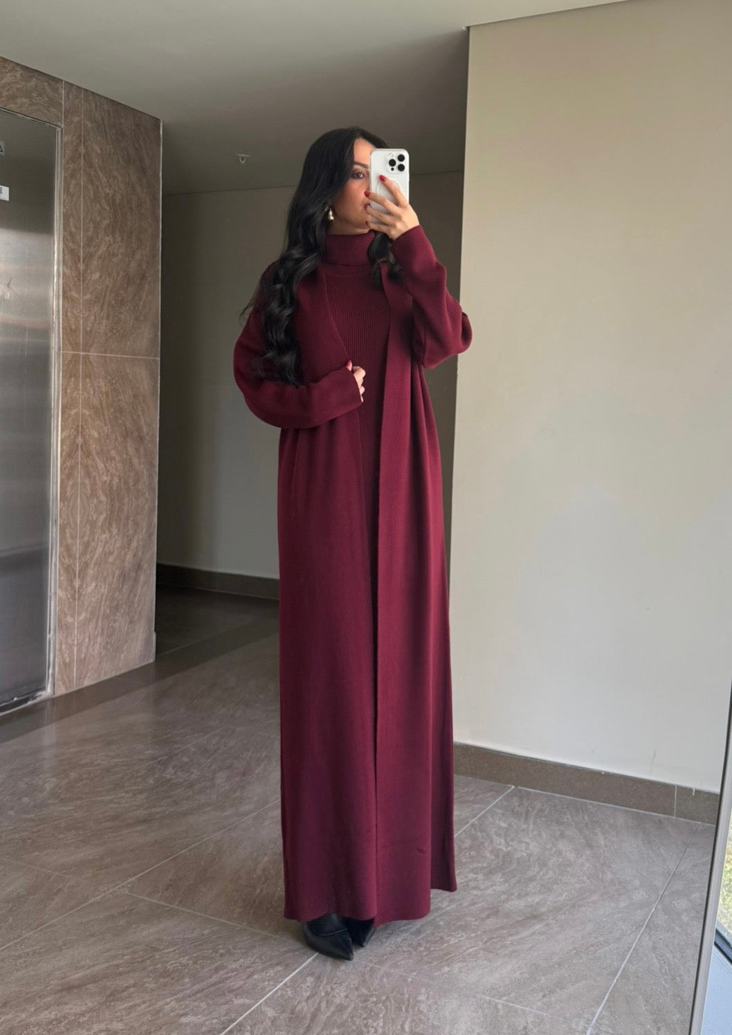 Suzanna Bordo elbise ve uzun kimono Takim