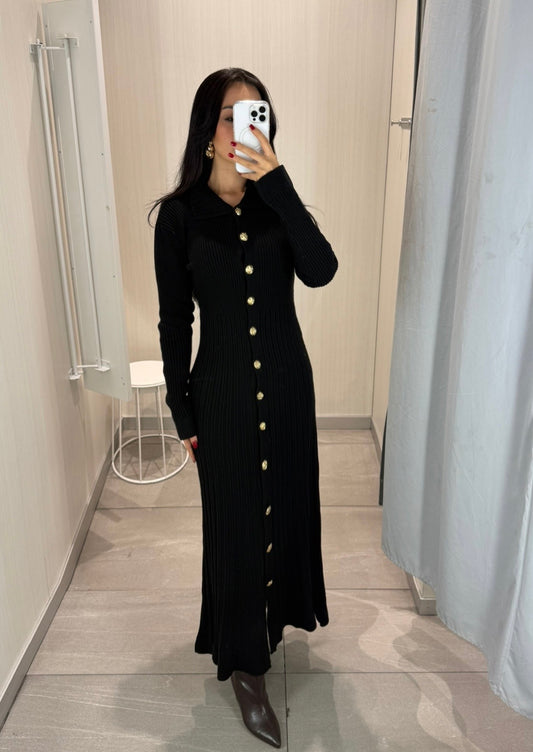 Diana Siyah Triko Elbise