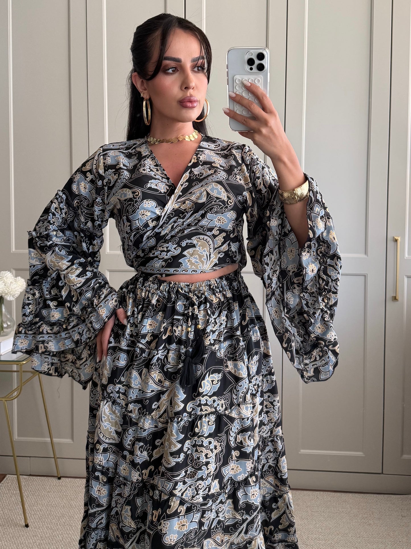 Priyanka Üst ve Etek Takımı - Siyah