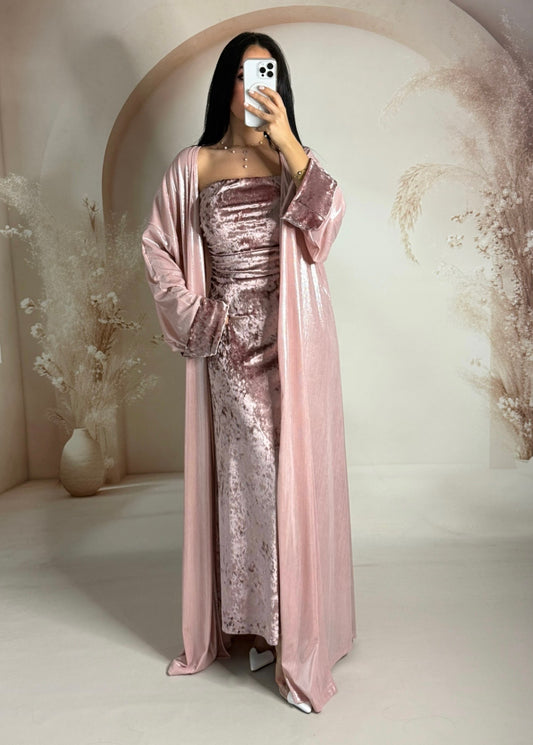 Ramazan Pelerinli Elbise Takımı – Pembe