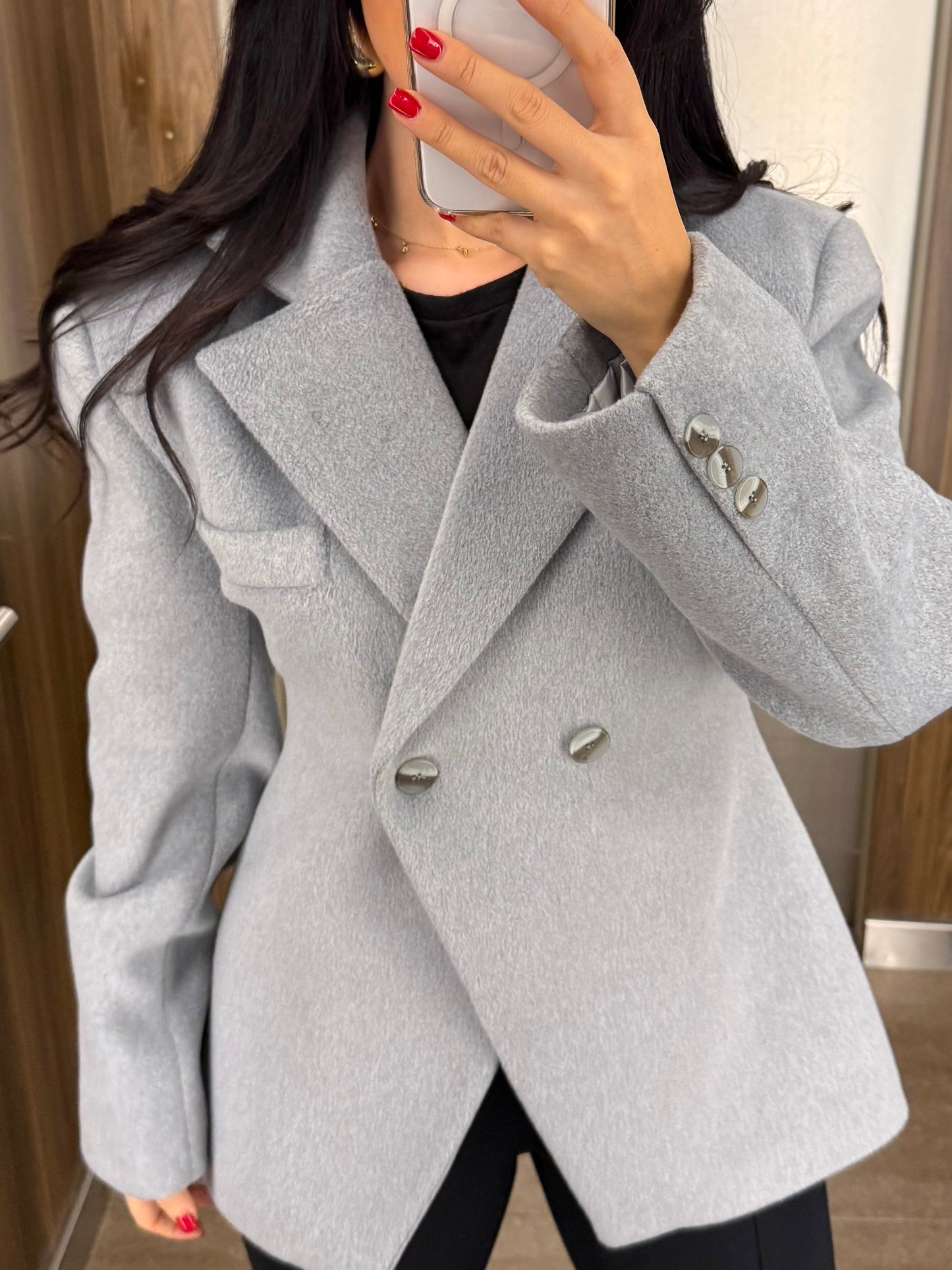 Mai Gri Premium Kürklü Blazer