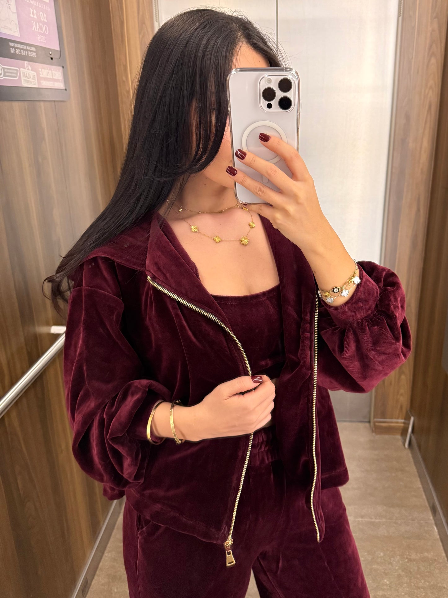 Zaina Bordo Kadife 3’lü Kombin Takımı