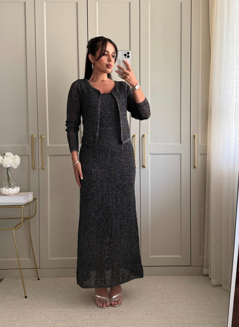Angelina Hırka ve Elbise Takımı – Tam Astarlı-Siyah