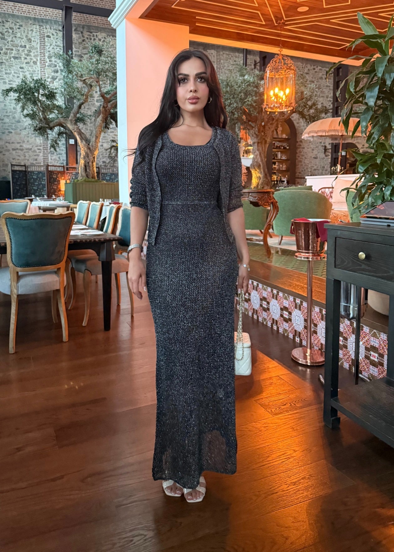 Angelina Hırka ve Elbise Takımı – Tam Astarlı-Siyah