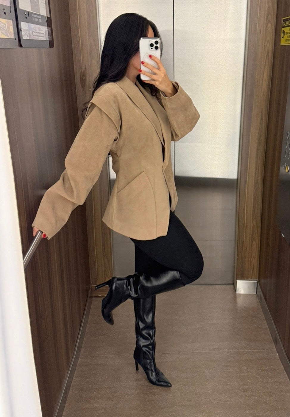 Alyana Süet Moka Bomber Ceket