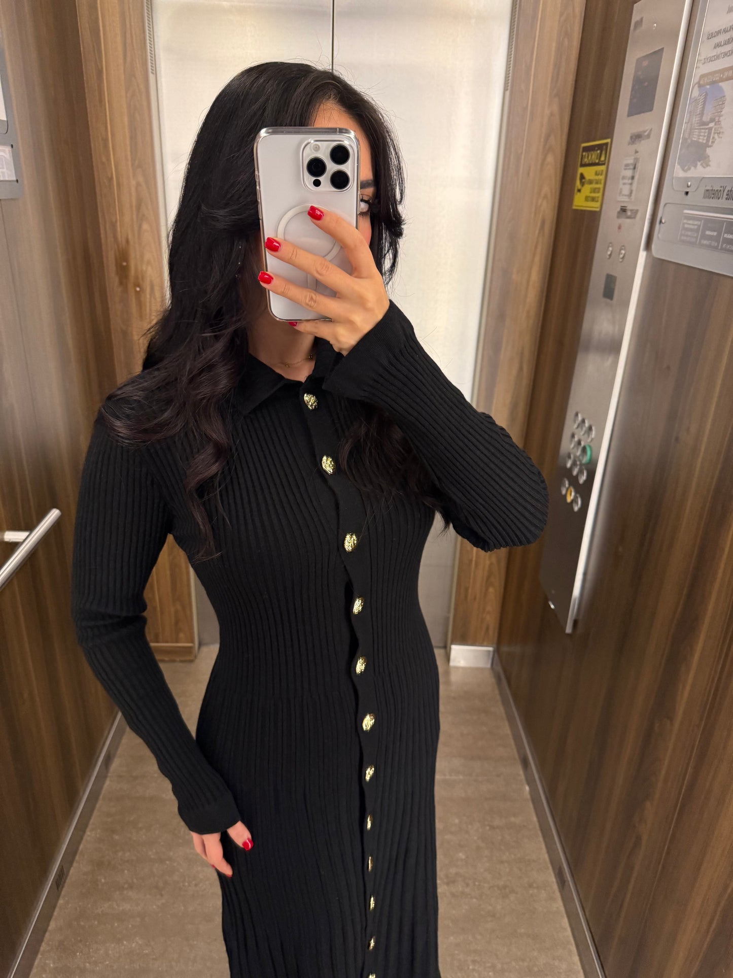 Bera Siyah Triko Elbise