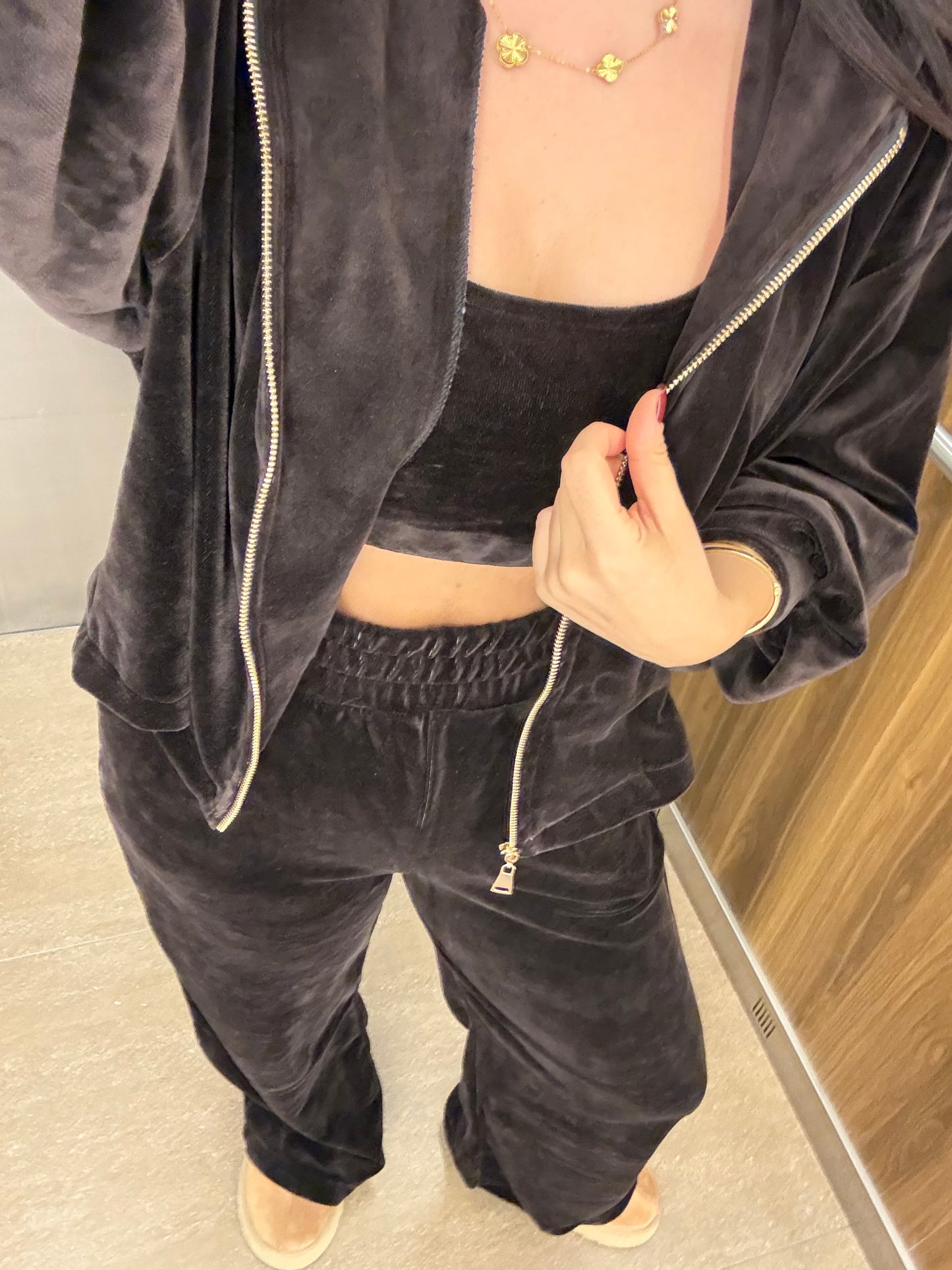 Zaina Kahverengi Kadife 3’lü Kombin Takımı