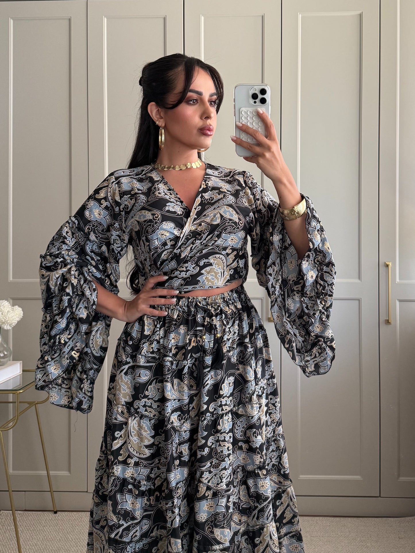 Priyanka Üst ve Etek Takımı - Siyah