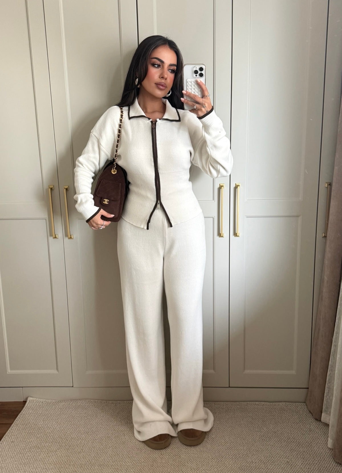 Betty Triko Fermuarlı 2’li Takım-Beyaz