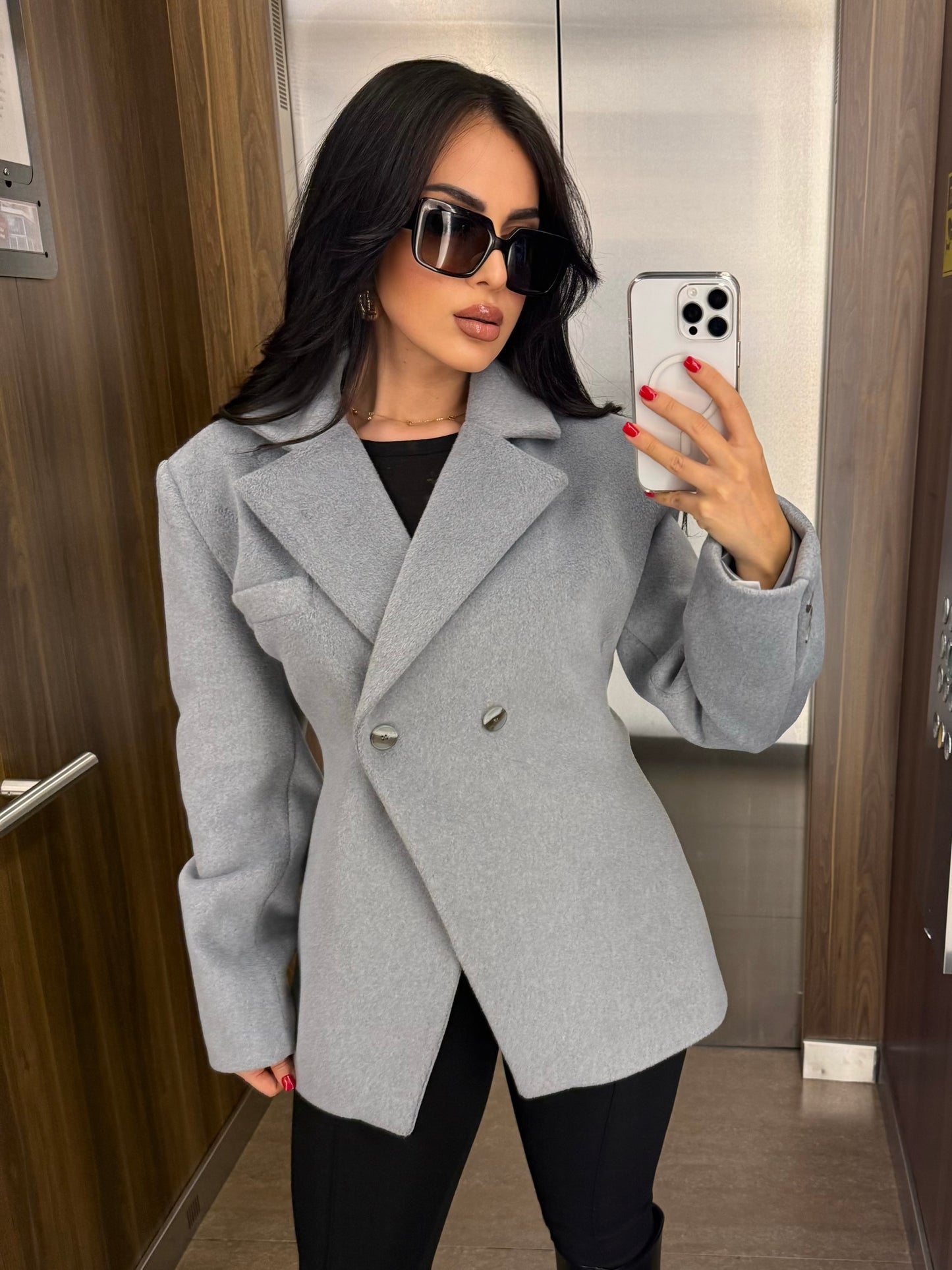 Mai Gri Premium Kürklü Blazer