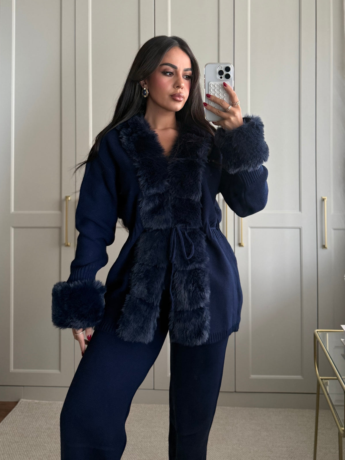 Dilek Kürklü Triko Takım-Lacivert