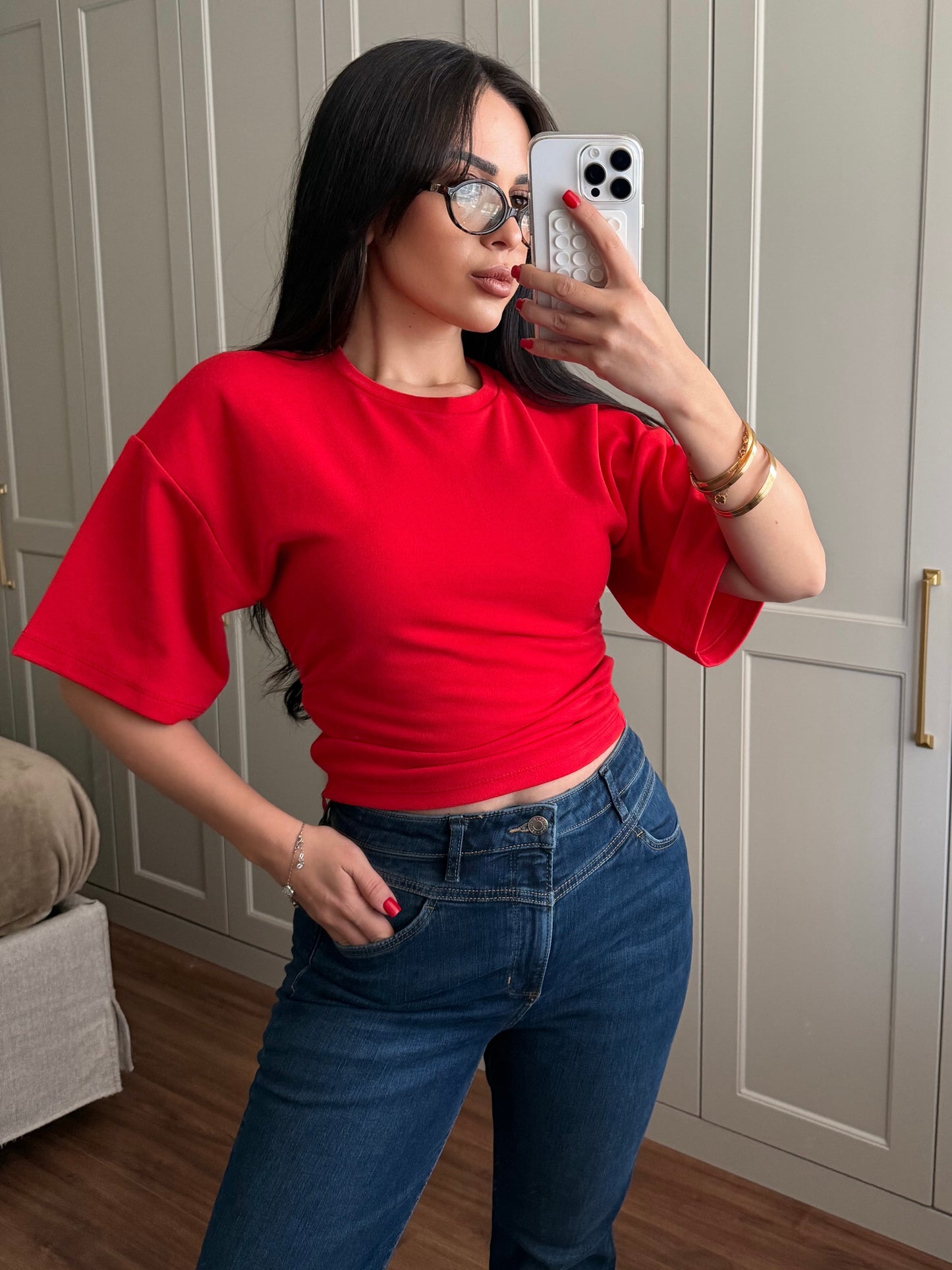 Alice Basic Korse Tişört – kırmızı