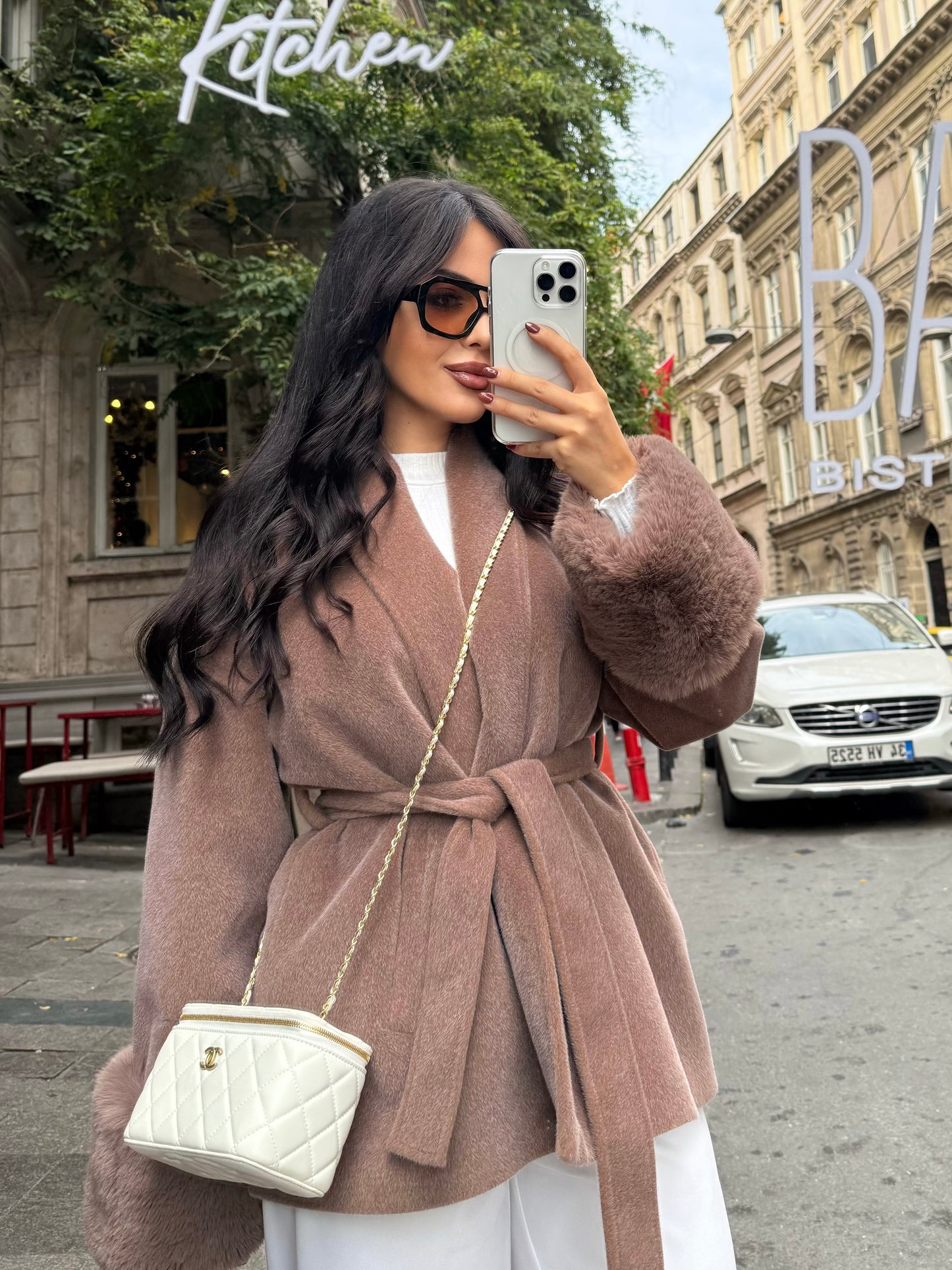 Monaco Moka Premium Kürklü Kaban