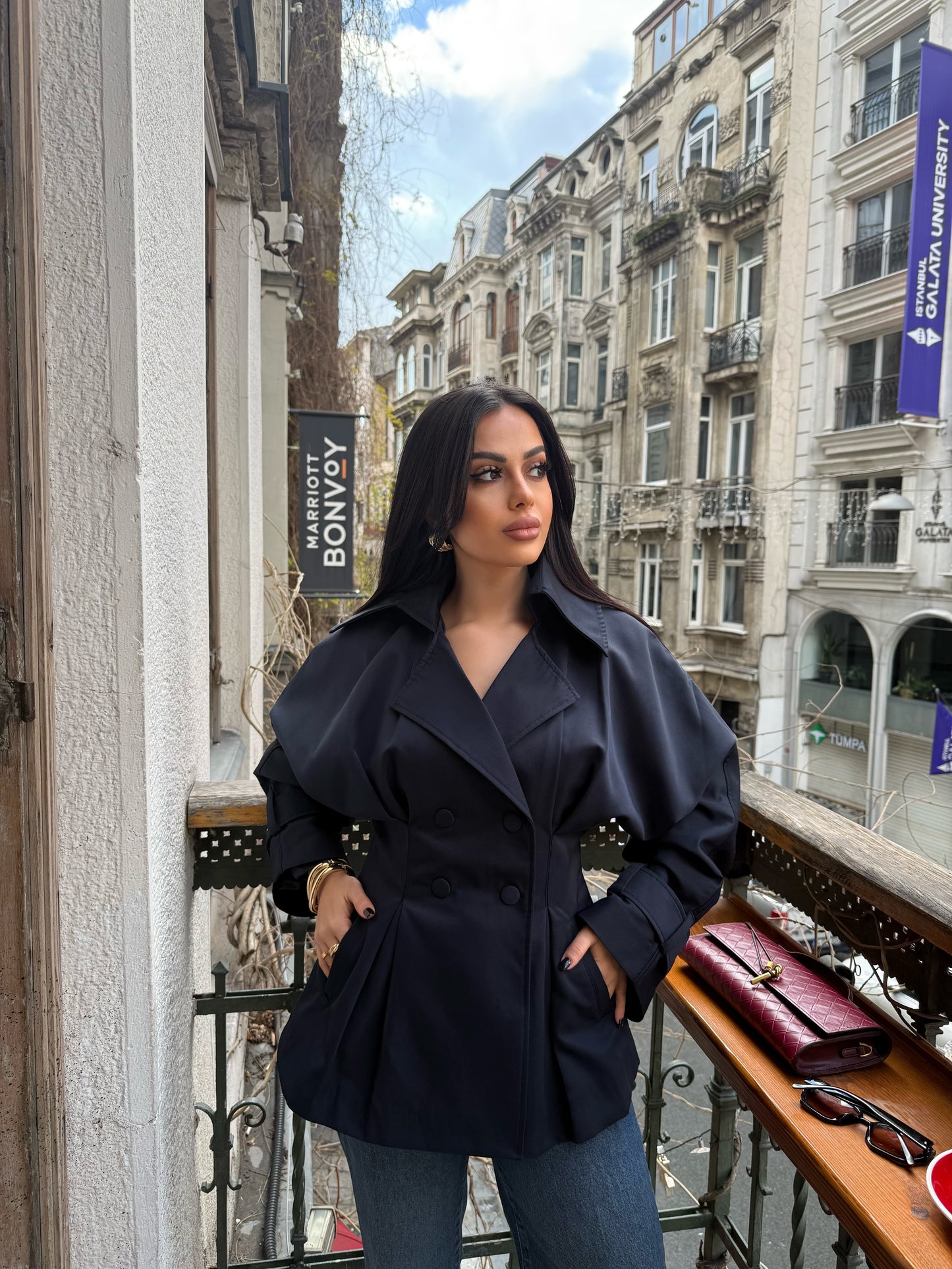 Amanda Premium Trençkot –Lacivert