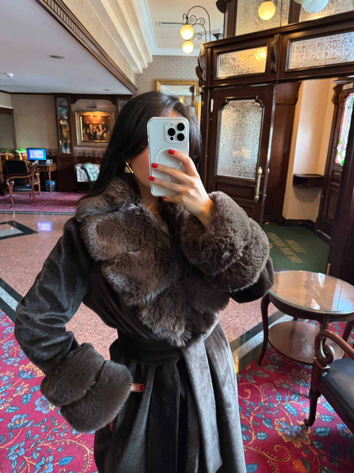 Chloe Brown Premium Kürklü Kaban