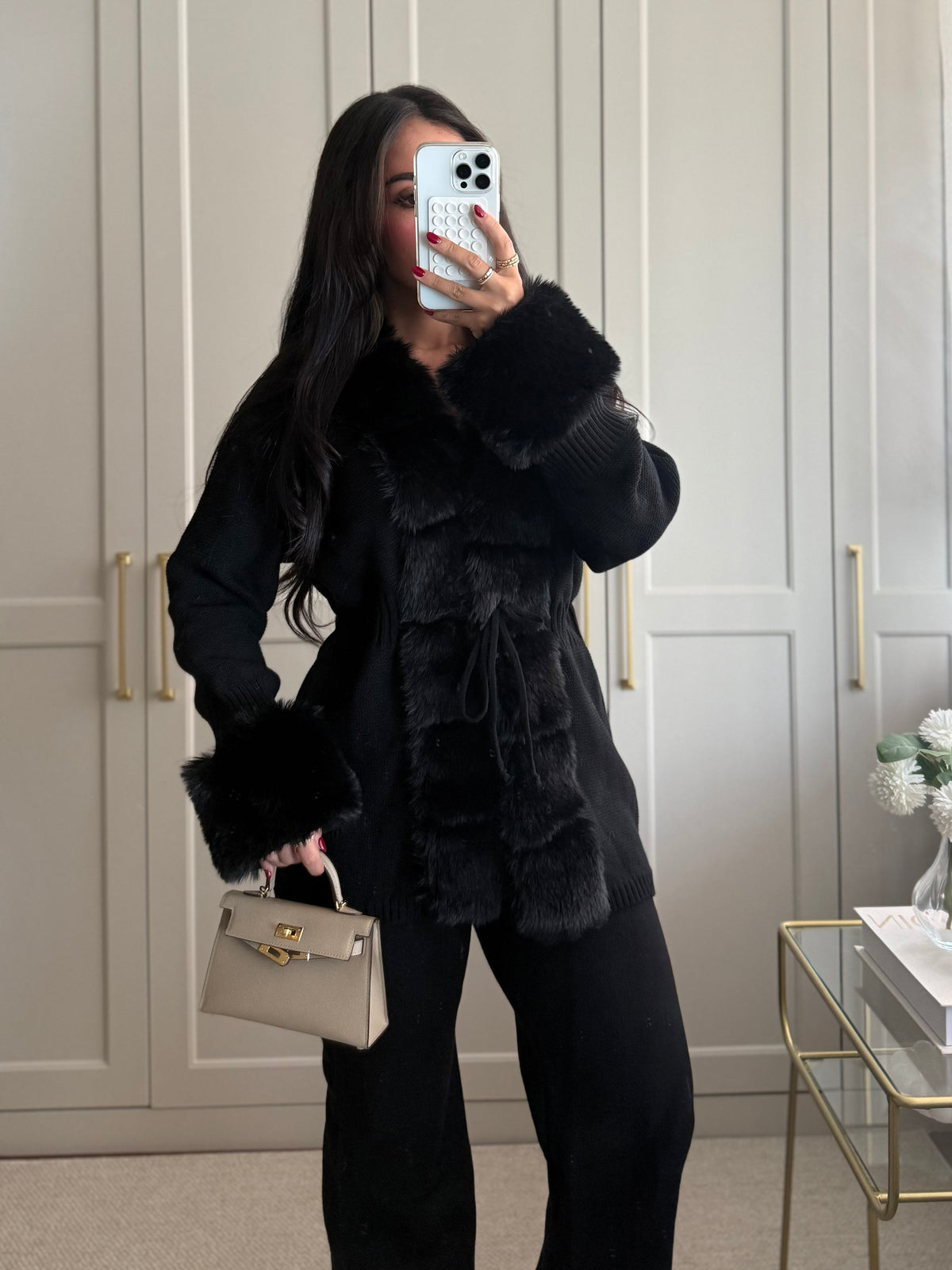 Dilek Kürklü Triko Takım - Siyah